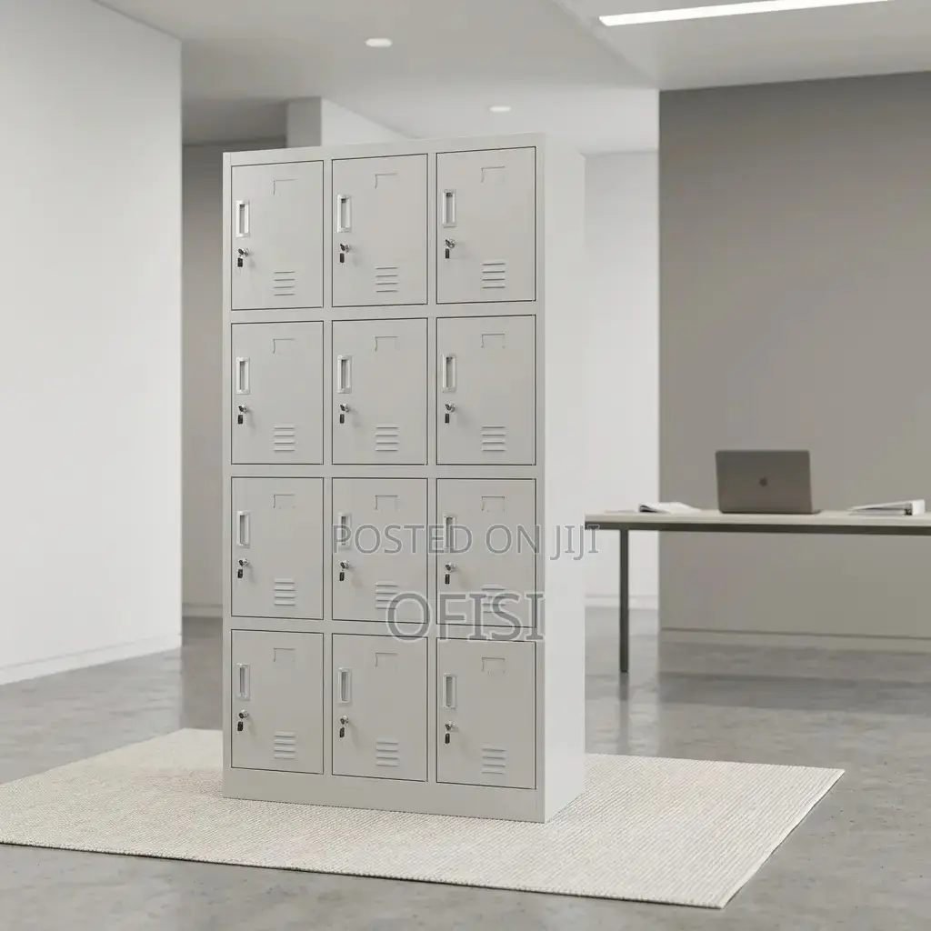 Office Cabinet; Twelve Lockers Metallic Office Cabinet