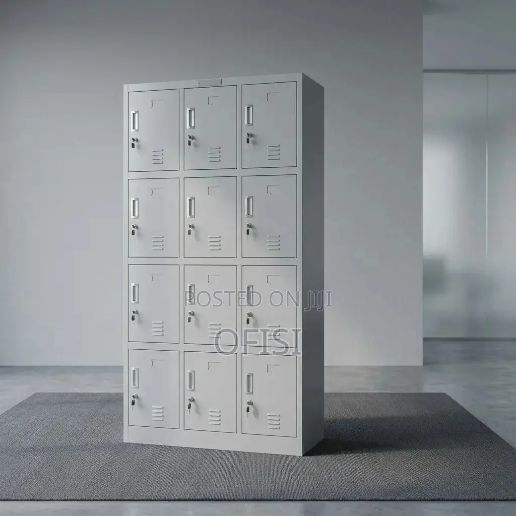 Office Cabinet; Twelve Lockers Metallic Office Cabinet