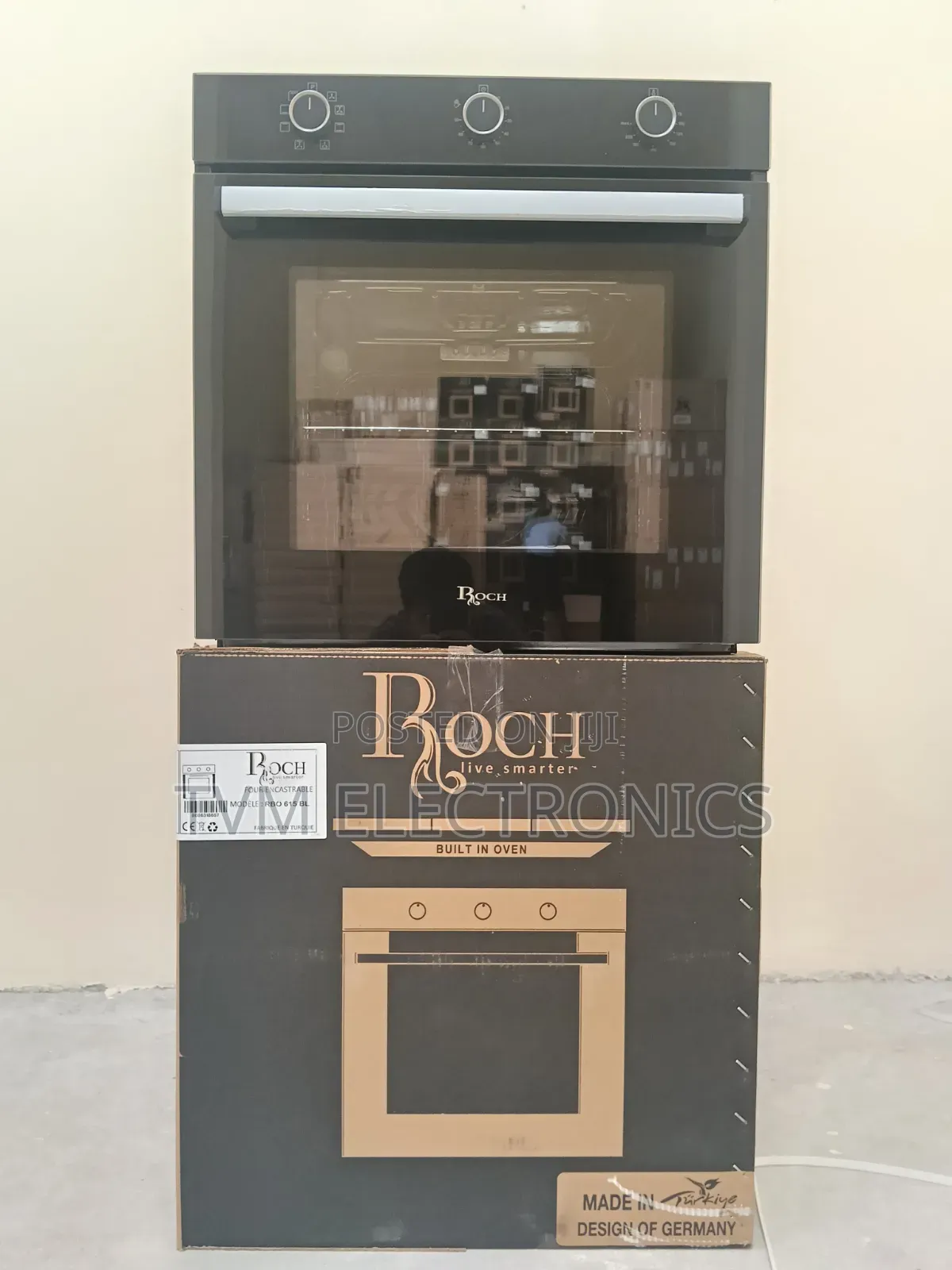 Roch Built-in Oven 60cm RBO 615 BL Turbo Fan Double Glass Door