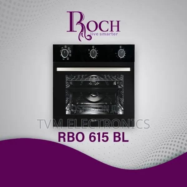 Roch Built-in Oven 60cm RBO 615 BL Turbo Fan Double Glass Door