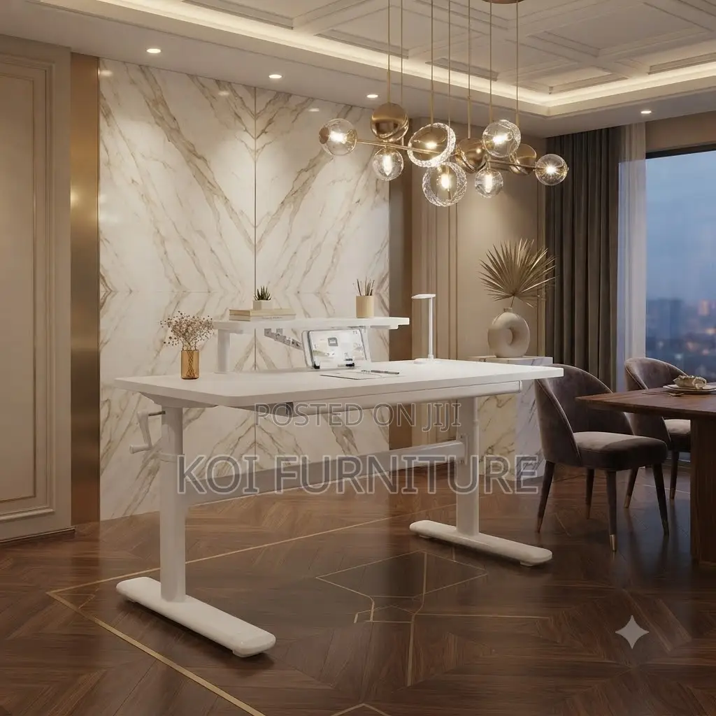 Office Desk; White Manual Adjustable Ergonomical Office Standing Desk