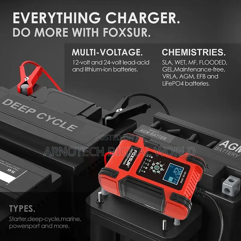 Intelligent Car Battery Charger:Lithium, Lead-Acid, Calcium Etc