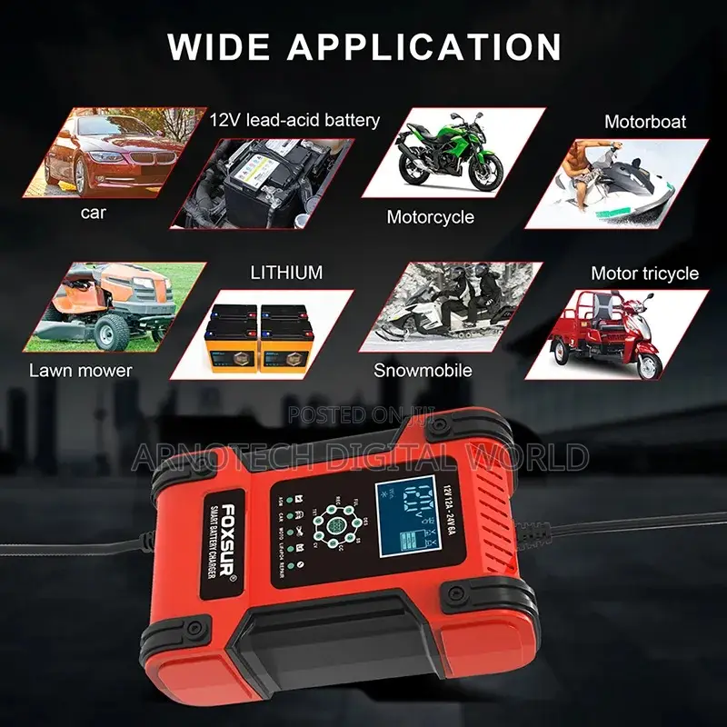 Intelligent Car Battery Charger:Lithium, Lead-Acid, Calcium Etc