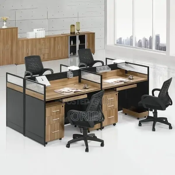 Office Workstation : 4 Way Office Staff Workstation With Drawers