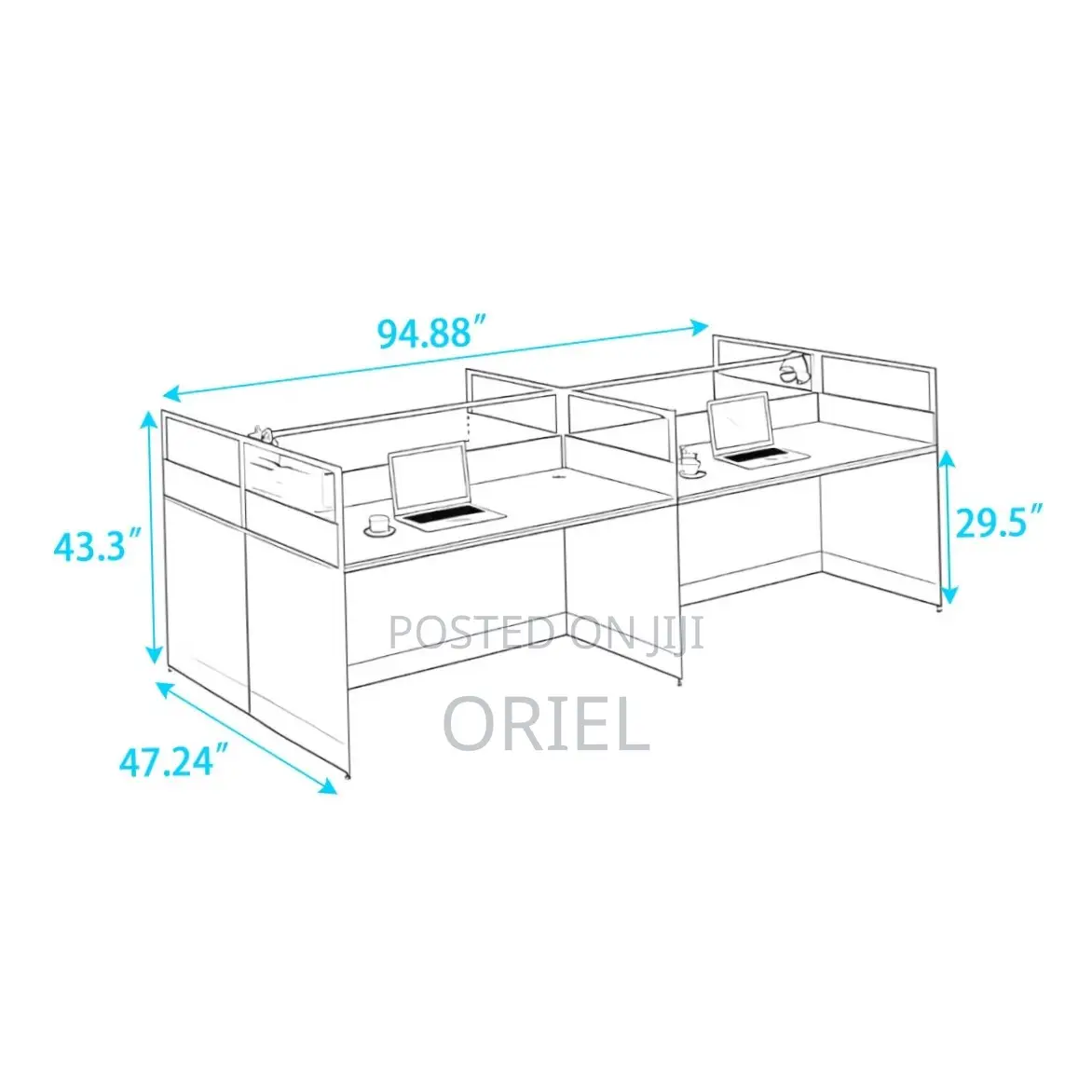 Office Workstation : 4 Way Office Staff Workstation With Drawers