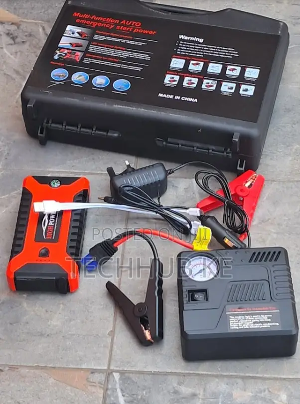 Rechargeable Car Jump Starter With Air Compressor and LED Flashlight