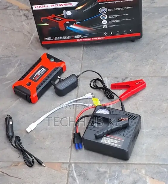 4-in-1 Car Jump Starter With Air Compressor, LED Flashlight Inflator