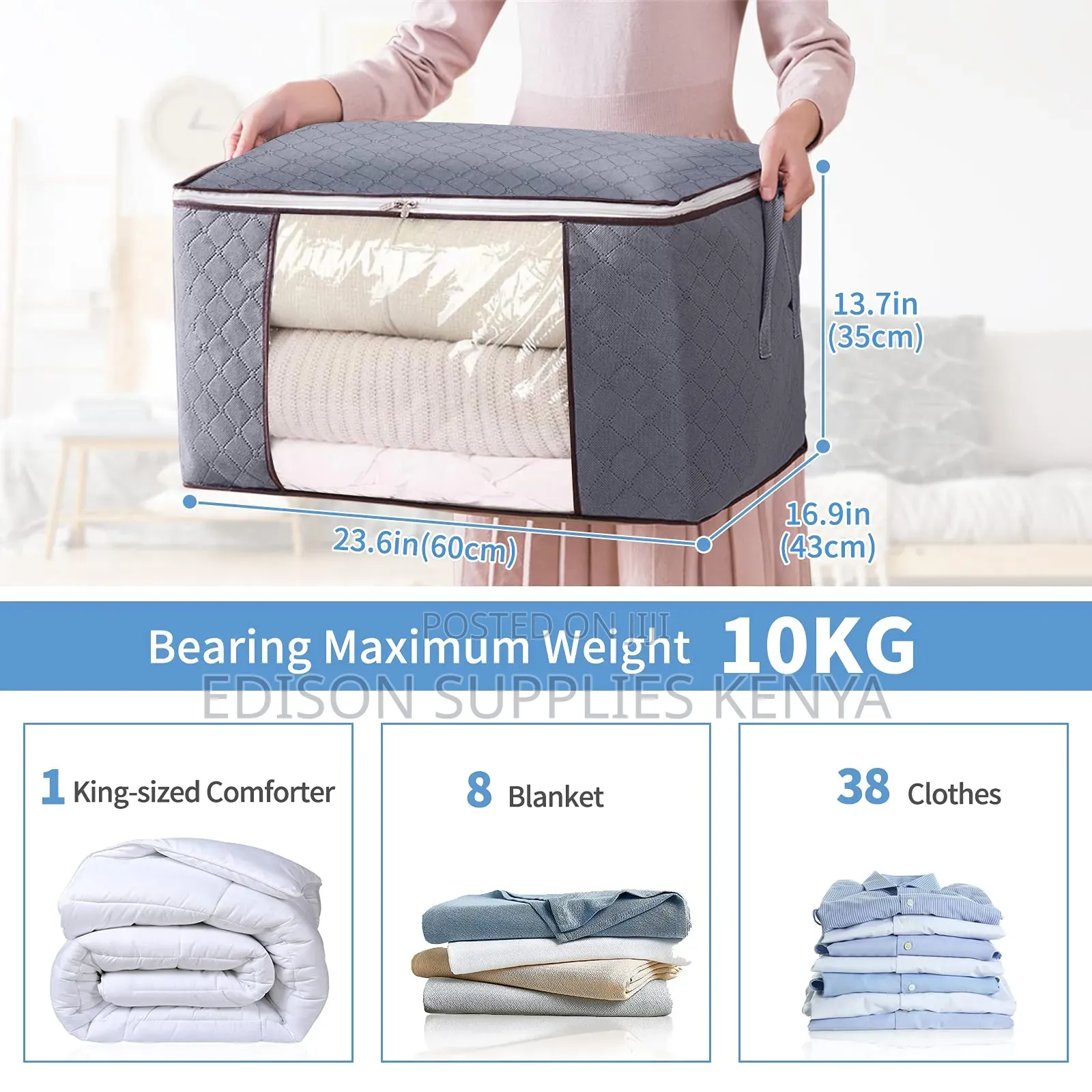 Foldable Clothes Storage Organizer for Duvets, Sheets,Moisture Proof