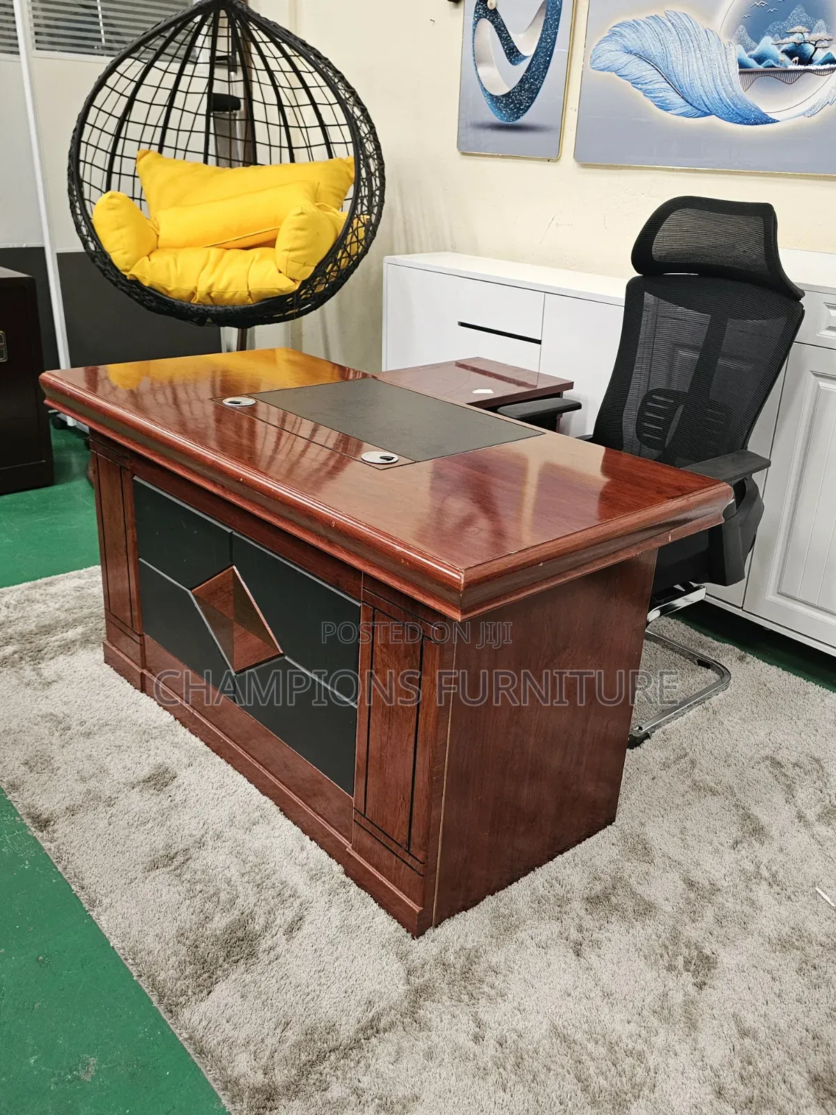 1.6M L-Shaped Mahogany Office Deak