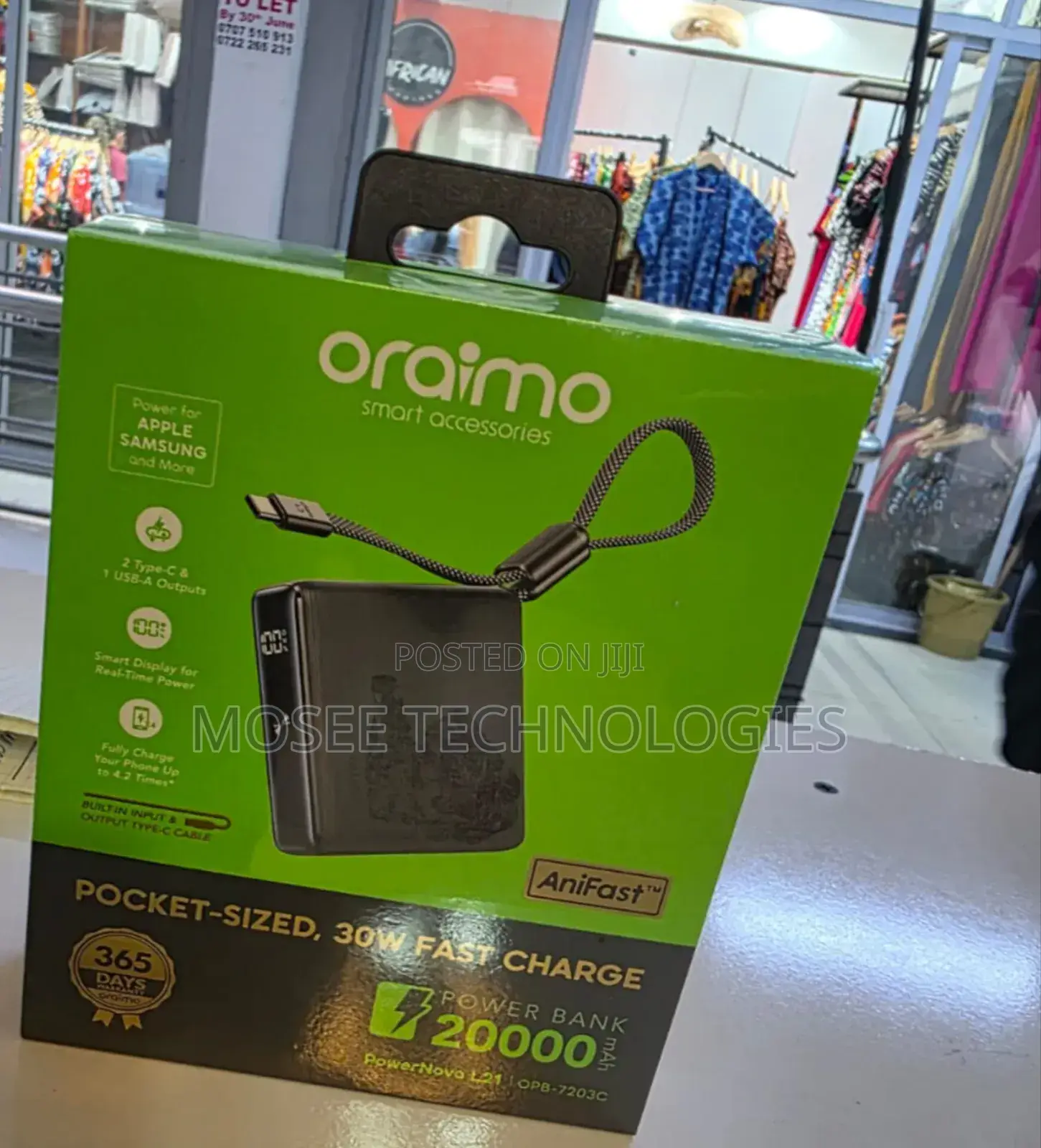 Oraimo PowerNova L21 30W Fast Charge 20,000mAh Power Bank .