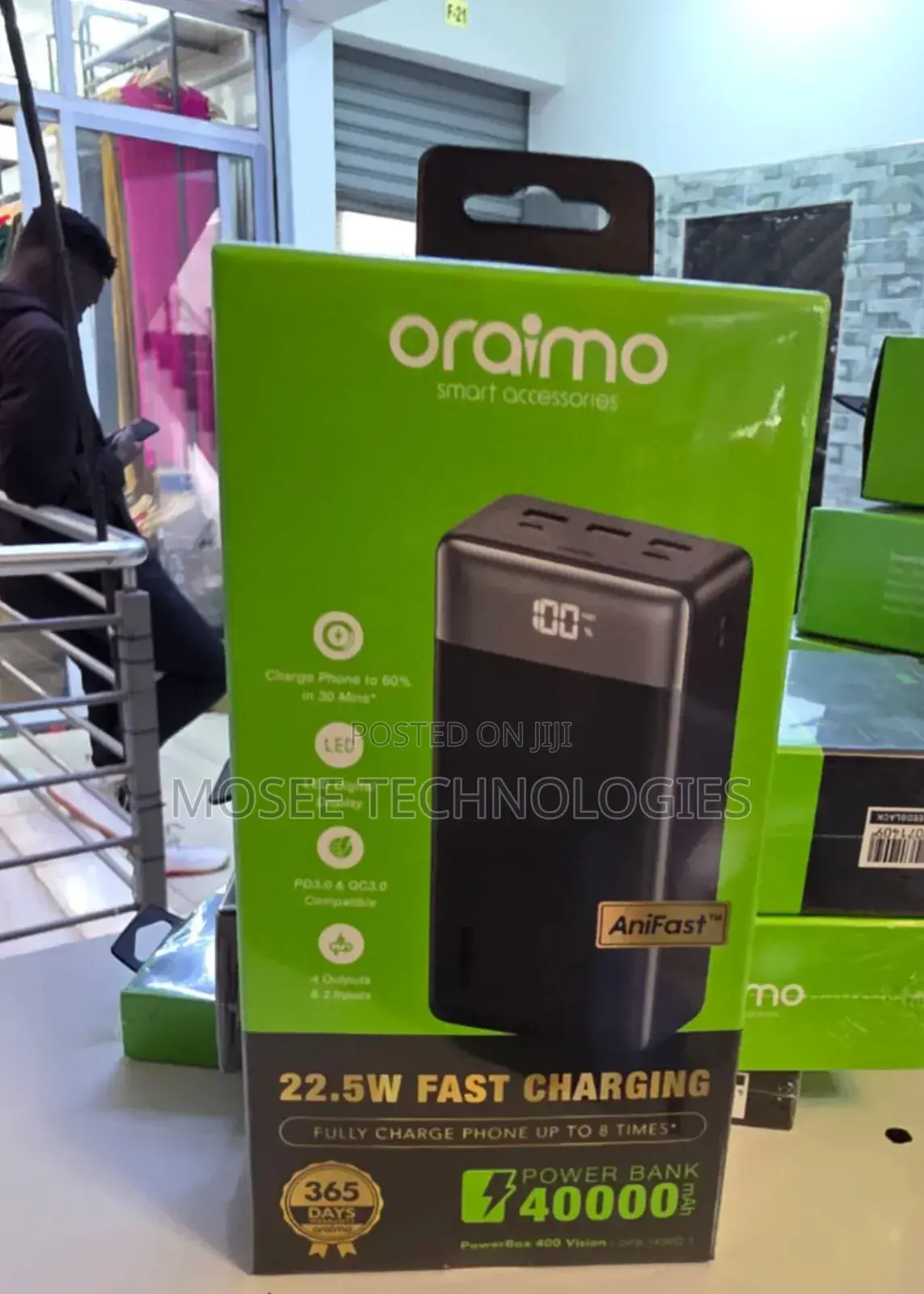 Oraimo 40,000mAh PowerBox 400 Vision Fast Charging Power Bank