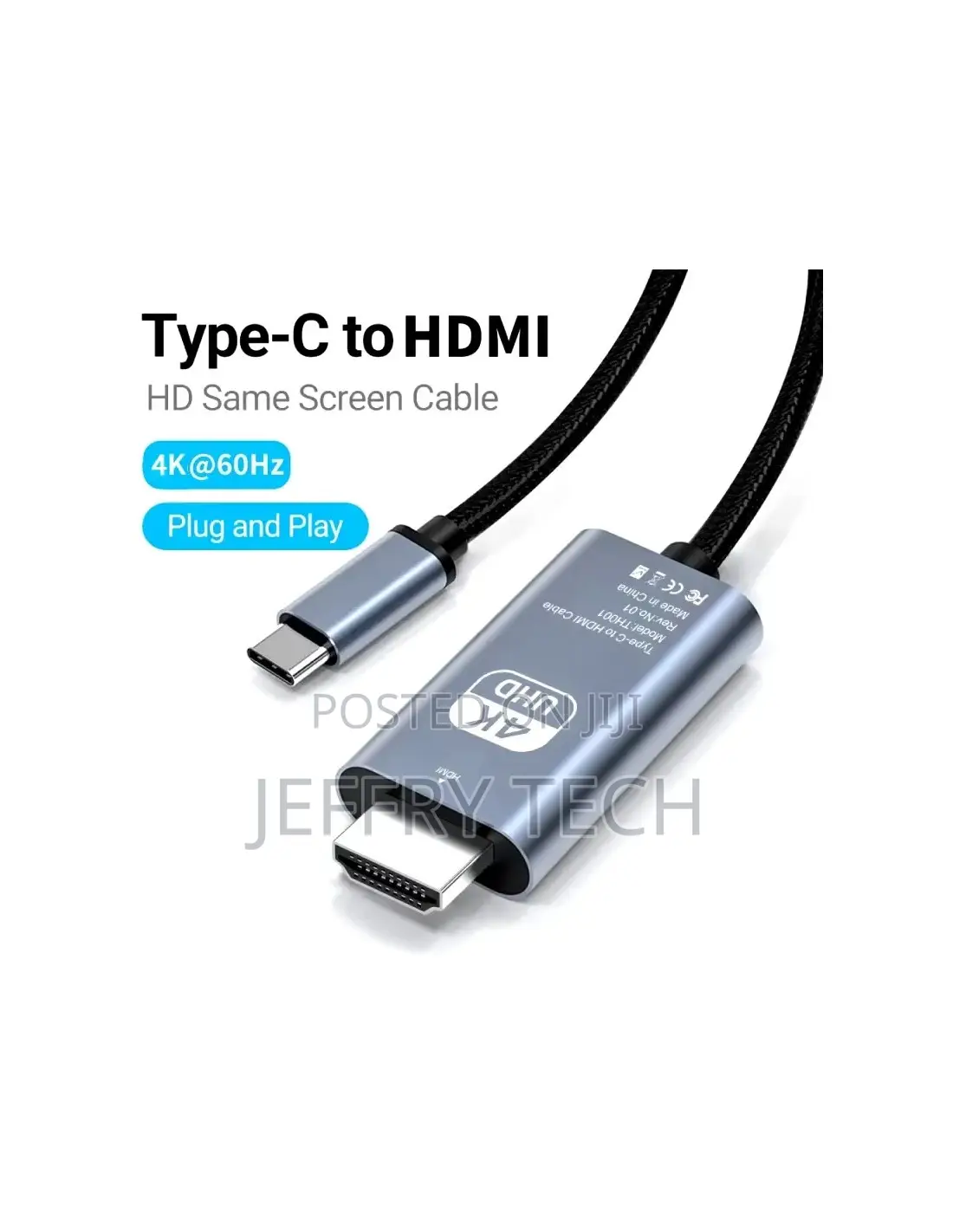  60Hz Type-C to HDMI Cable 2M for Thunderbolt 3/4 Dell XPS Galaxy S