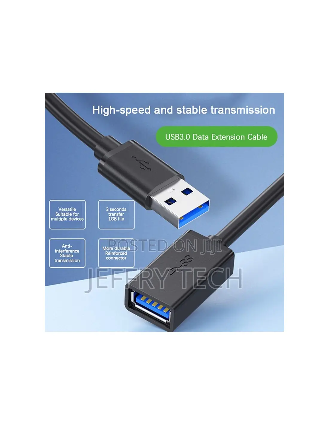 1M USB 3.0 Extension Cable Cord Male to Female for Data and Power