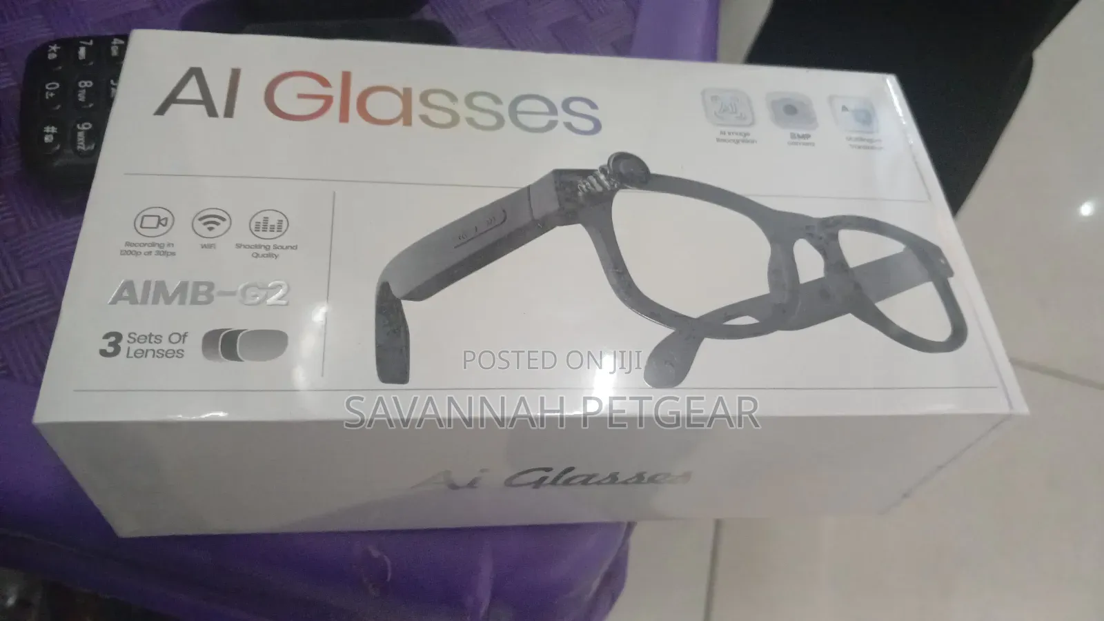 AIMB-G2 AI Smart Glasses 3 Sets of Lenses,WiFi,8 MP Camera,Translation