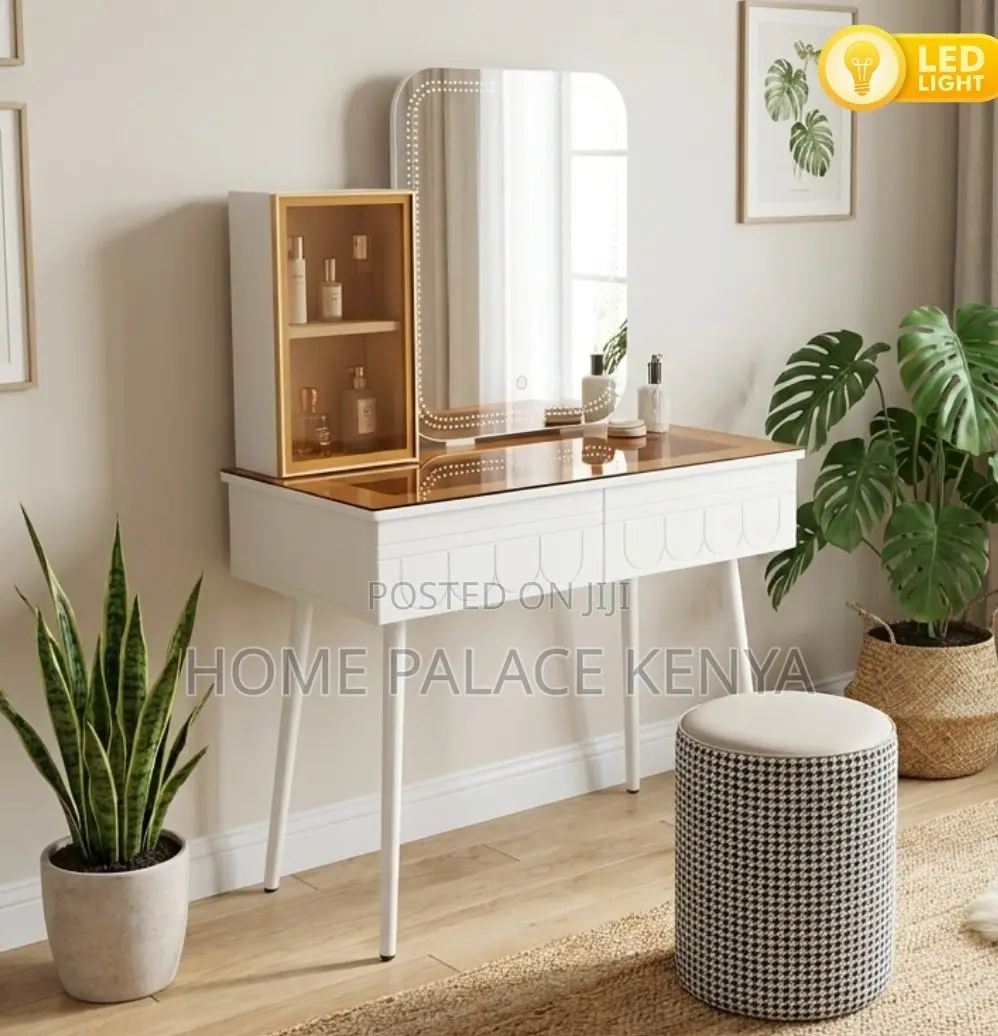 Vanity Table: Serenity White Dresser With Warm Light