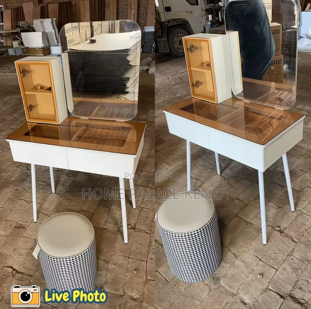 Vanity Table: Serenity White Dresser With Warm Light