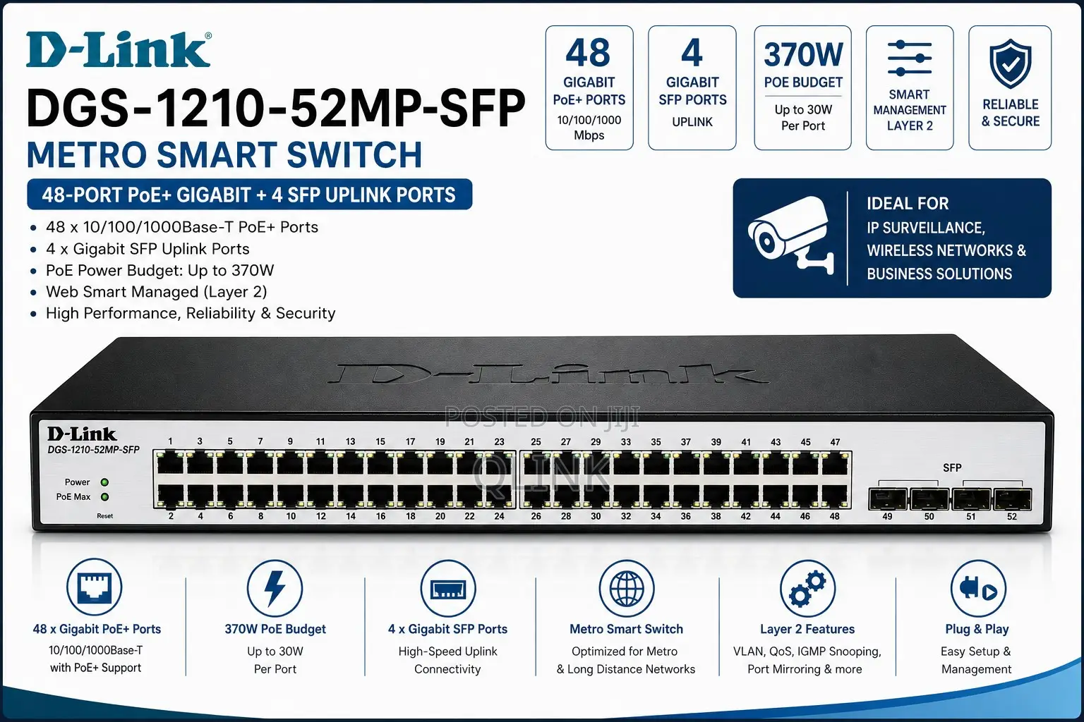 D-Link DGS-1210-52mp -SFP Metro Smart 48port + 4sfp Switch
