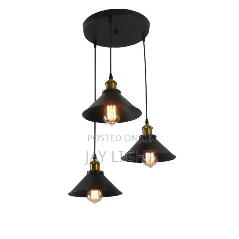 3Heads LED Chandelier Modern Lamp Metal Black Industrial Style Hanging