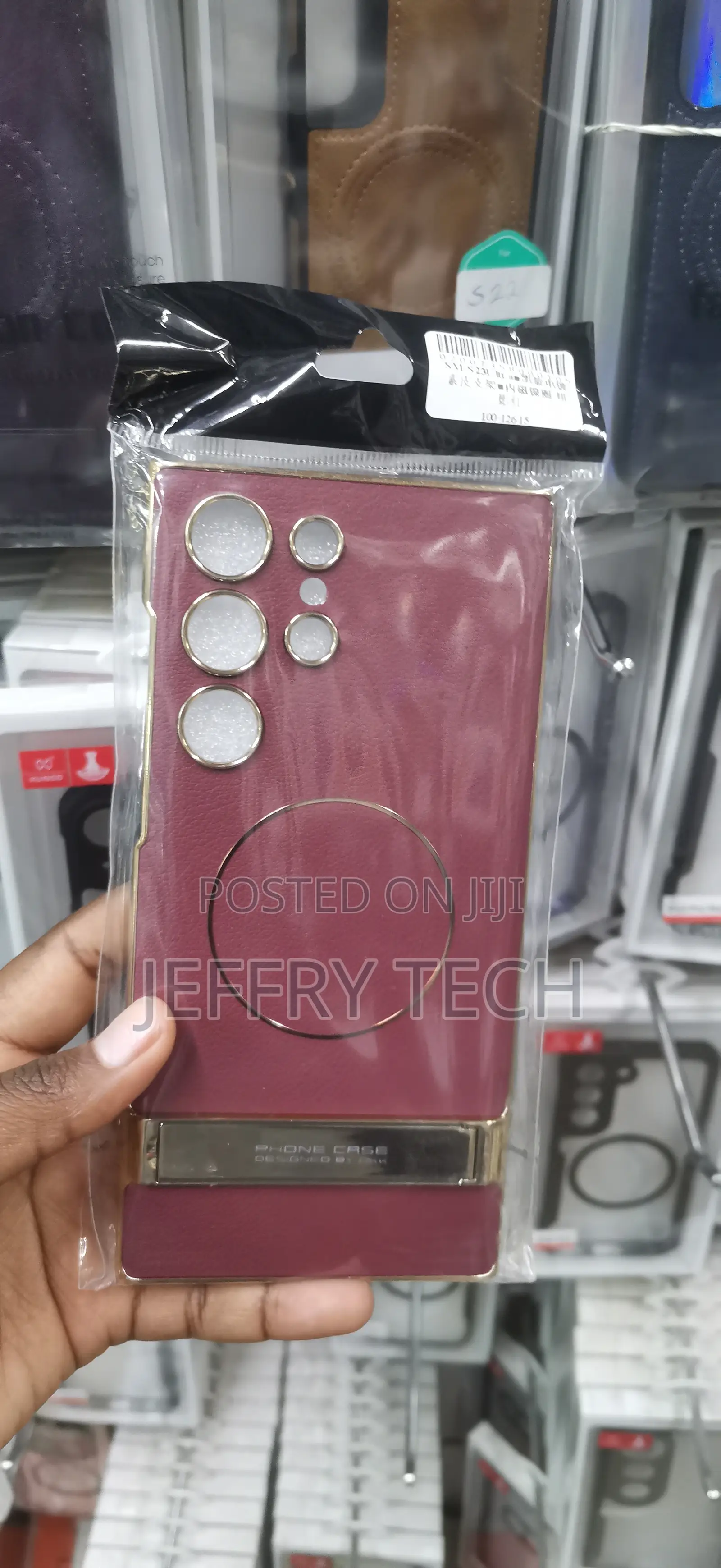 Burgundy and Gold Leather MagSafe for the Samsung Galaxy S24 Ultra