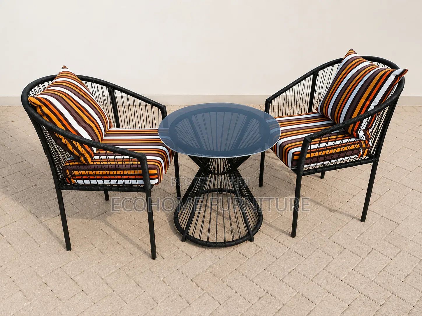 -Seater Outdoor Patio Chair Set With Glass Coffee Table