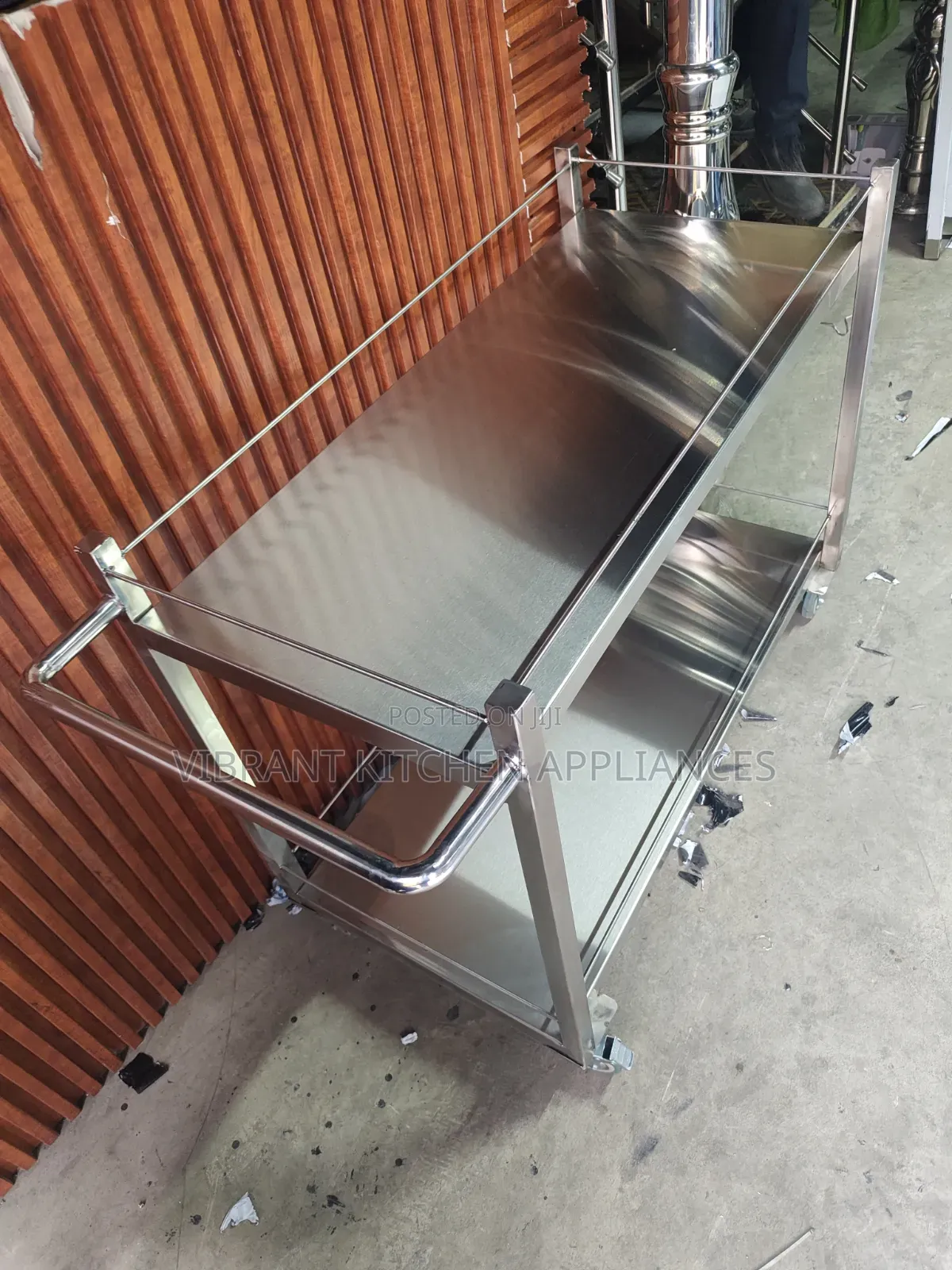 2‐Tier Stainless Steel Service Trolley – Heavy‐Duty Cart