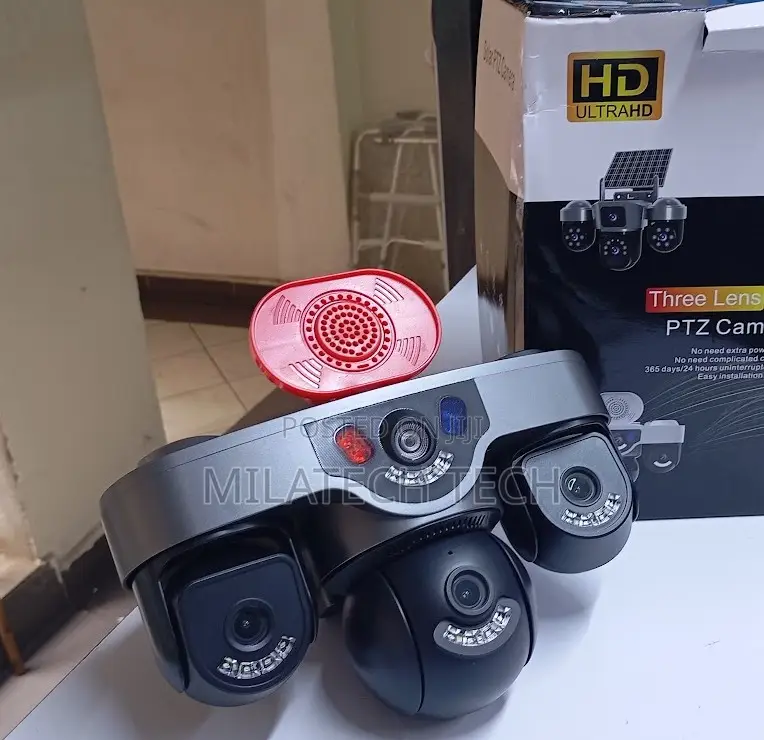 Outdoor Triple Lens Solar Security Camera With Two-Way Audio