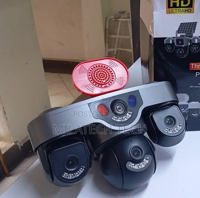 Triple Lens 4G Solar Camera With PIR Motion Sensor Siren