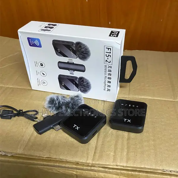 3-in-1Dual Mic Kit With Fuzzy Windscreen F11-2 Dual Wireless Lavalier