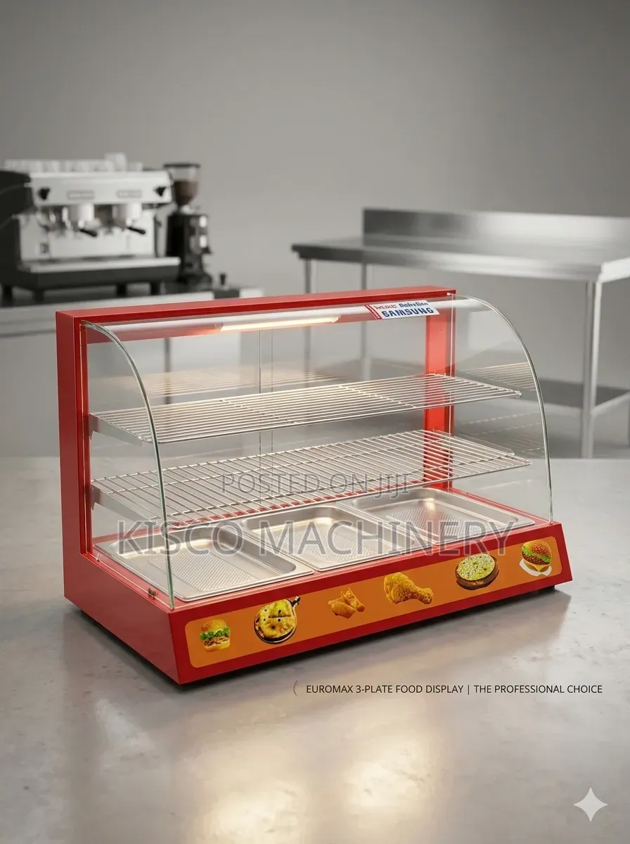 Euromax Curved Glass 3-Plate Snacks / Pastry Warmer Cabinet