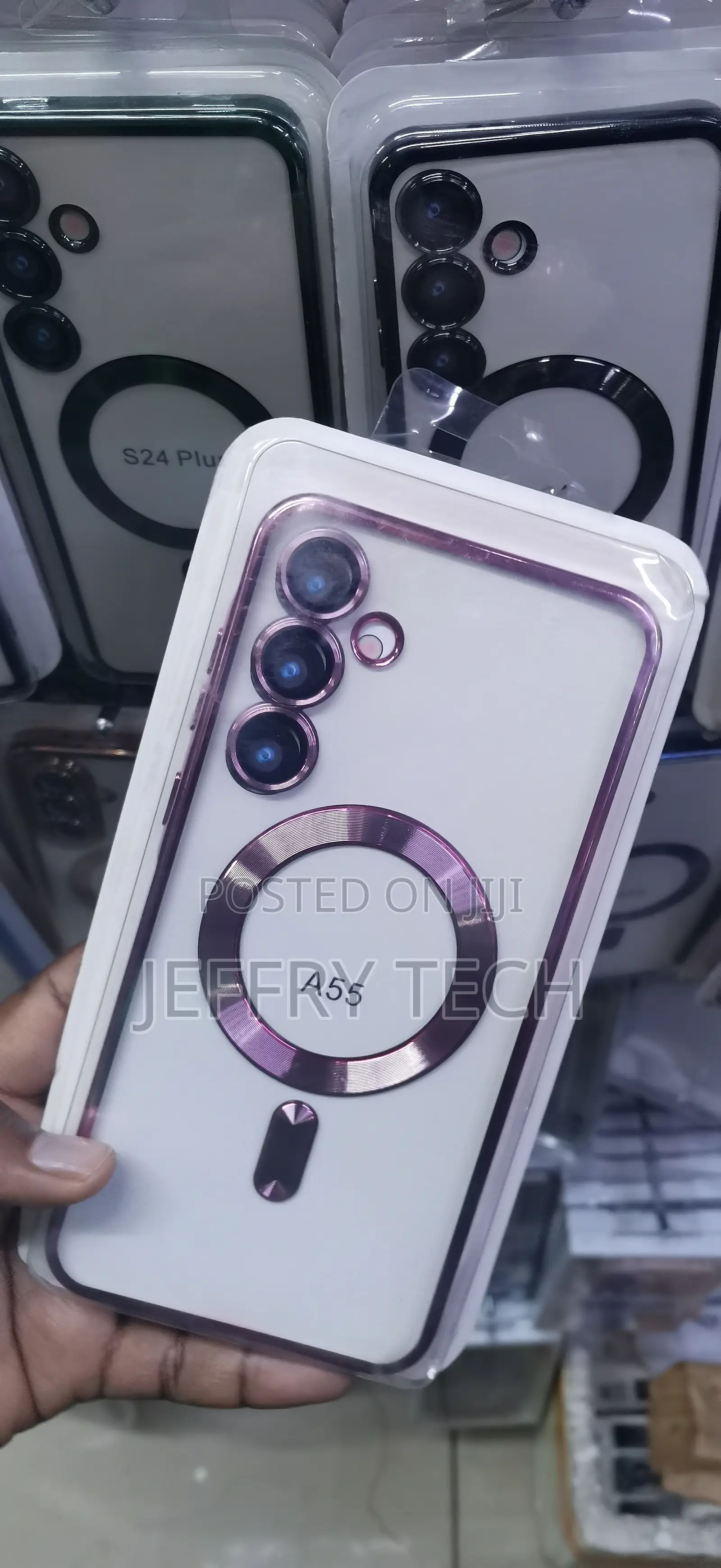 Purple Electroplated Clear Phone Case for the Samsung Galaxy A55