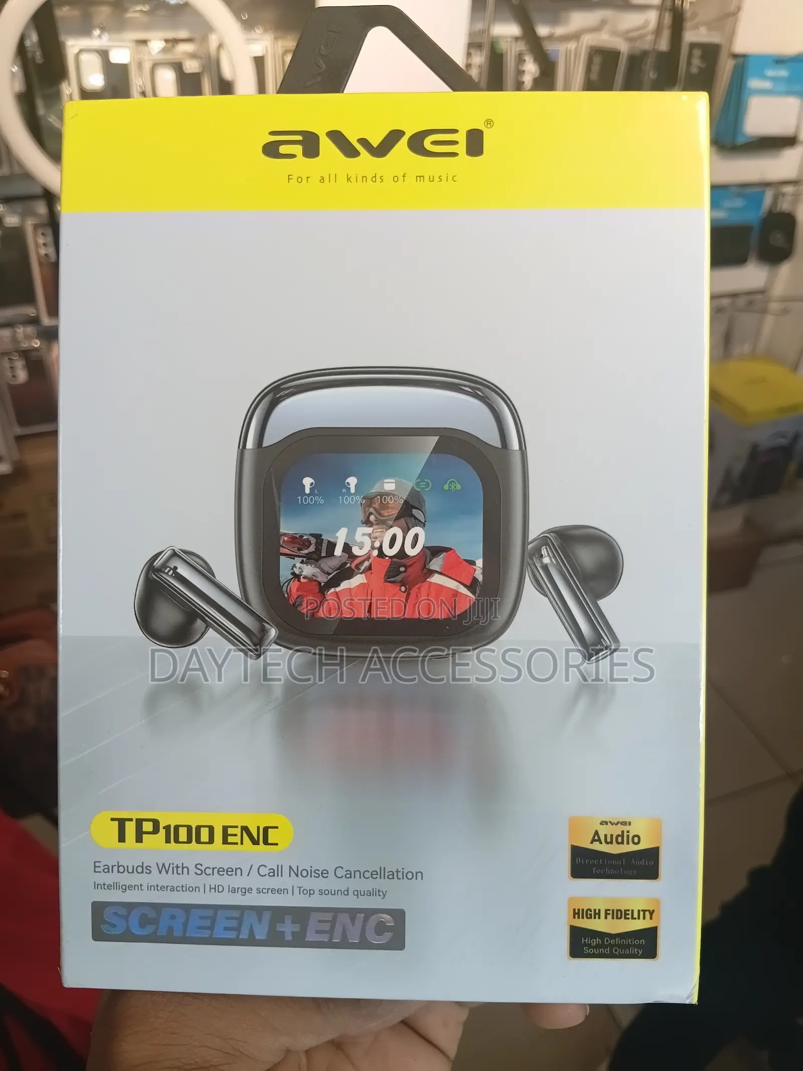 Awei Tp100 Enc TWS Earbuds – LCD Touch Screen Wireless Headset.