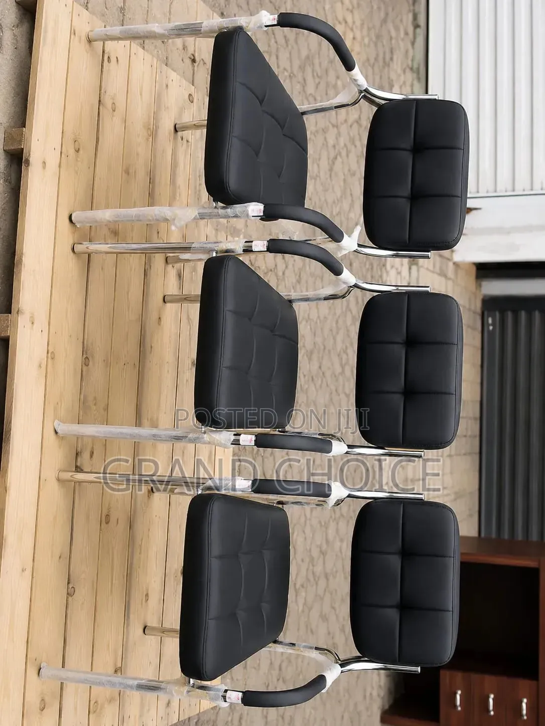 Modern Black Leather Visitors Chair