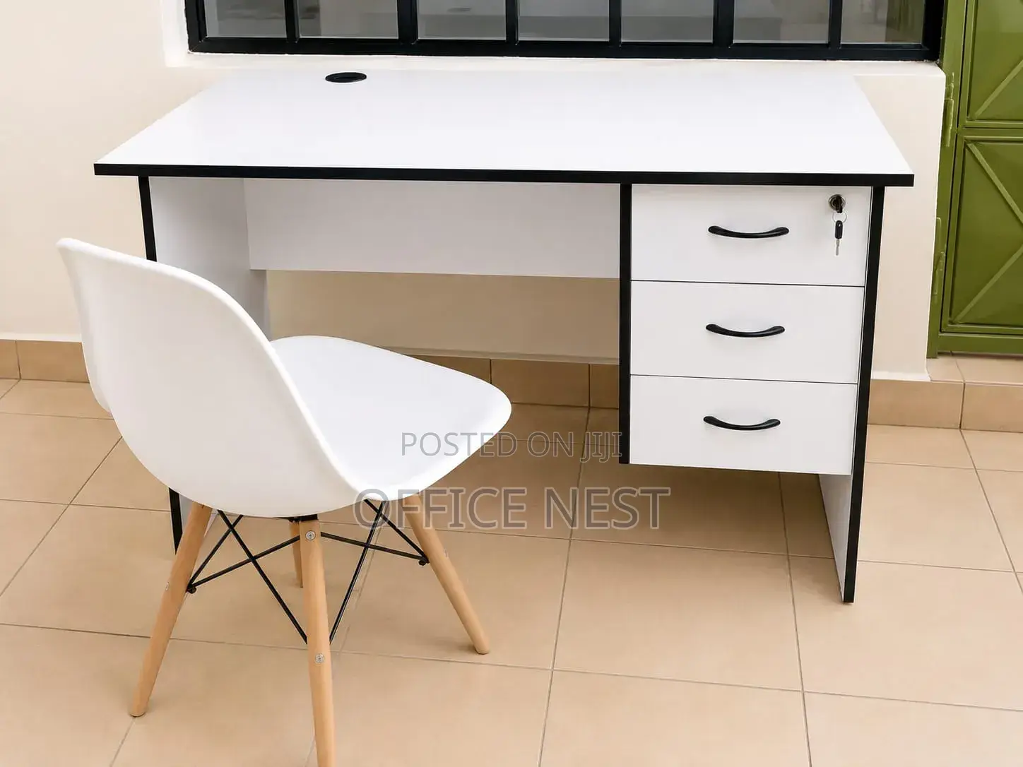 Modern 3-Drawer Office Desk With Eames Chair