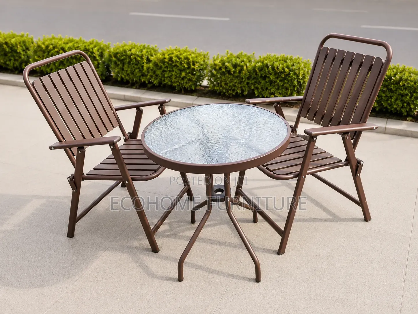 3-Seater Outdoor Bistro Set With Tempered Glass Table
