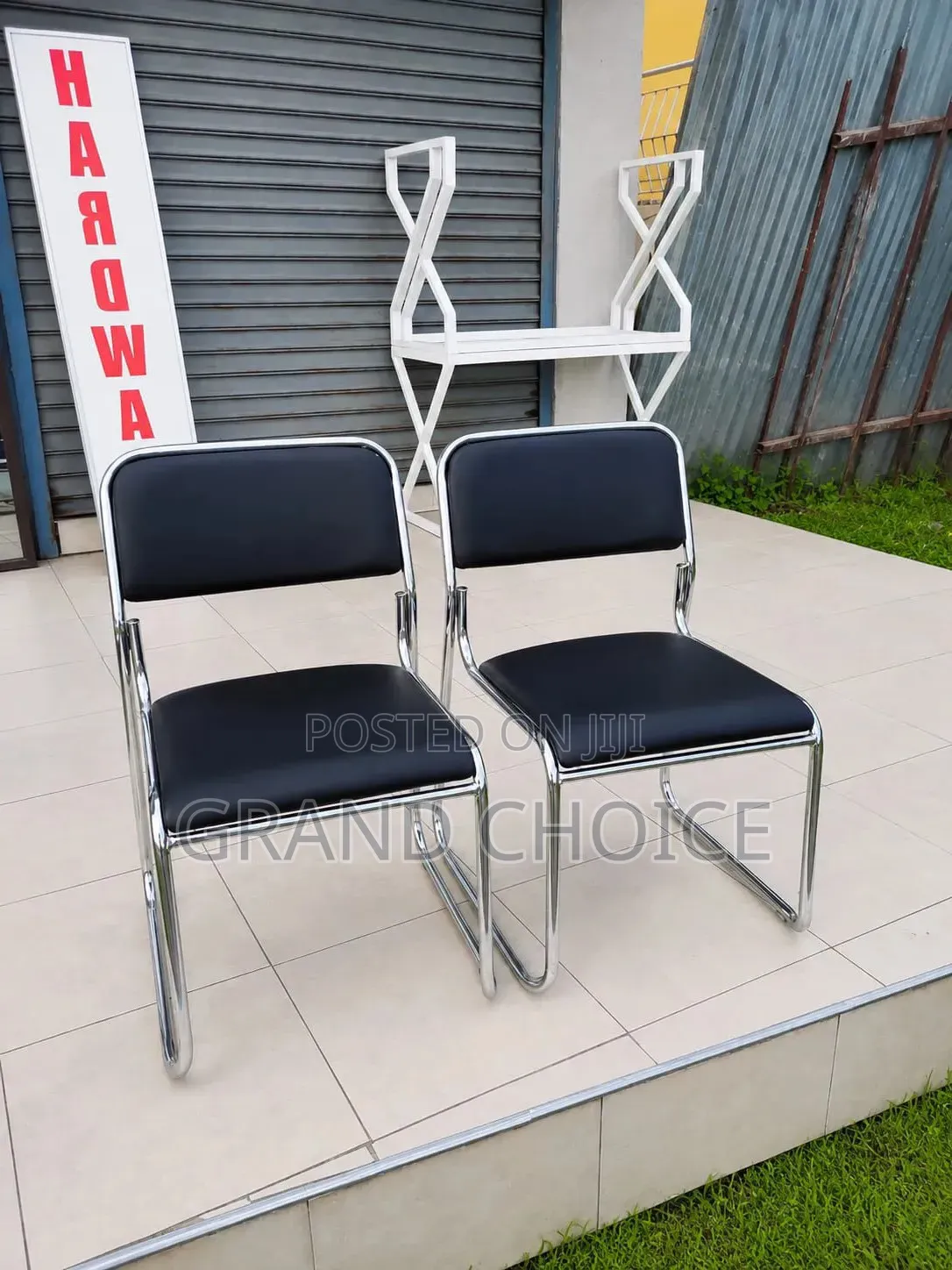 Black Visitor Chair With Chrome Frame