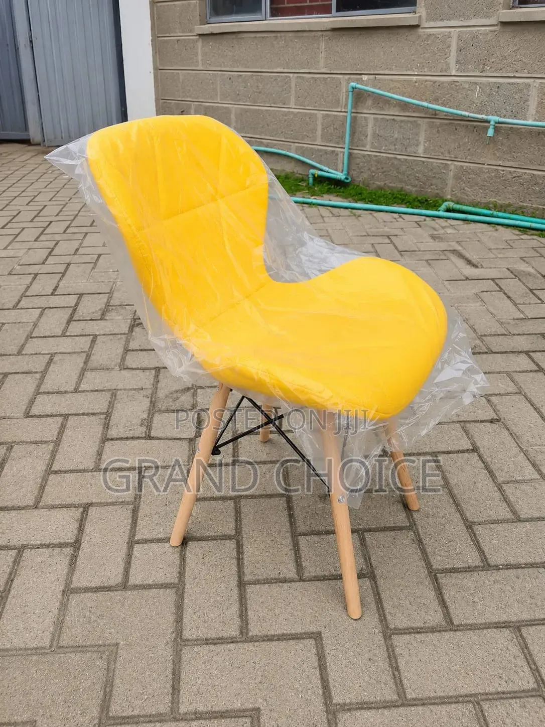 Yellow Eames Dining Chair With Wooden Leg