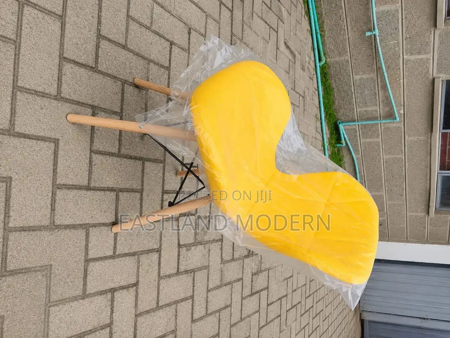 Yellow Eames Dining Chair With Wooden Leg