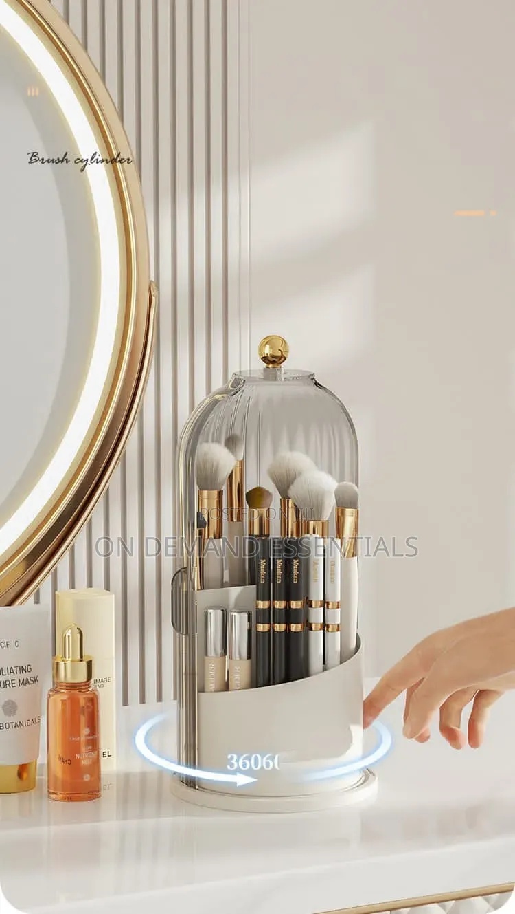 360° Rotating Makeup Brushes Holder With Lid
