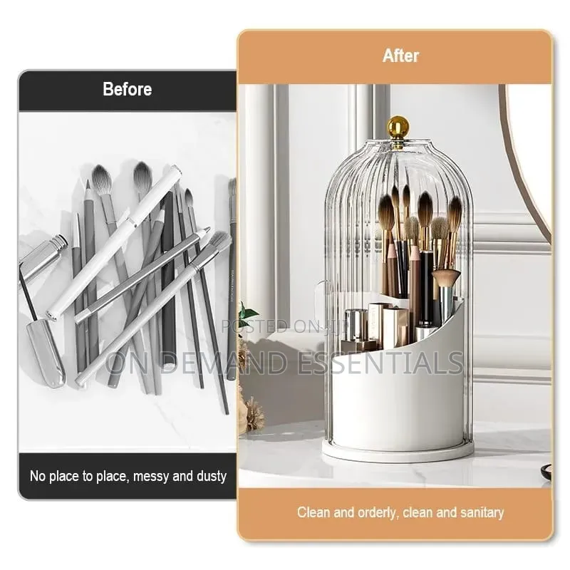 360° Rotating Makeup Brushes Holder With Lid