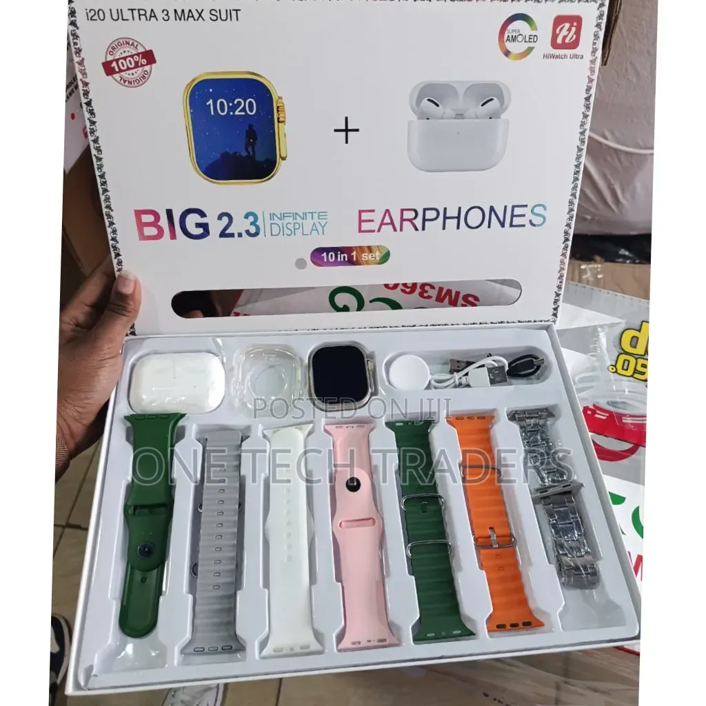 I20 Ultra Max Suit Smart Watch 7 Straps Plus Free Earpods+ Free Case