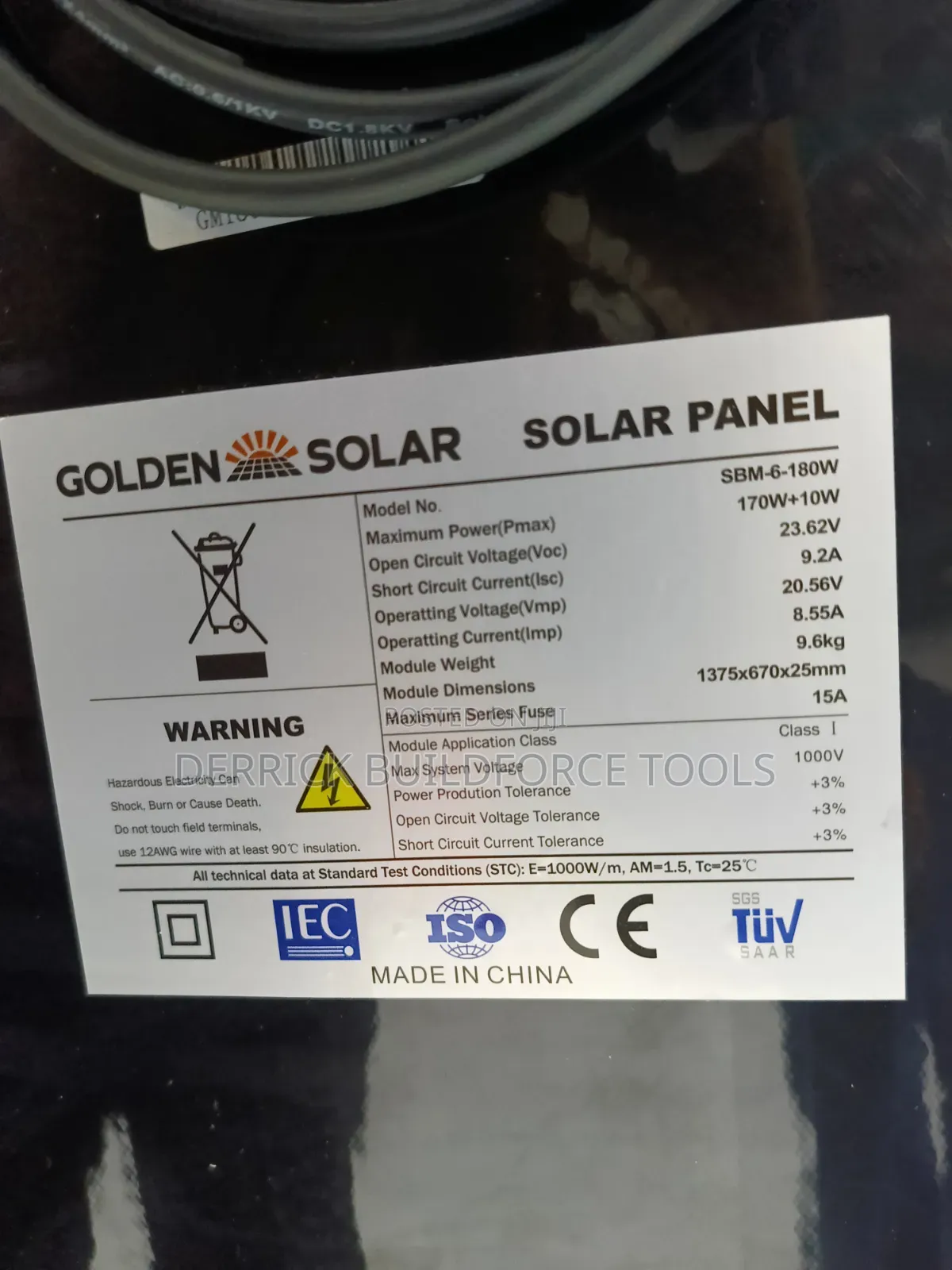 Golden Solar 170+10w Solar Panels