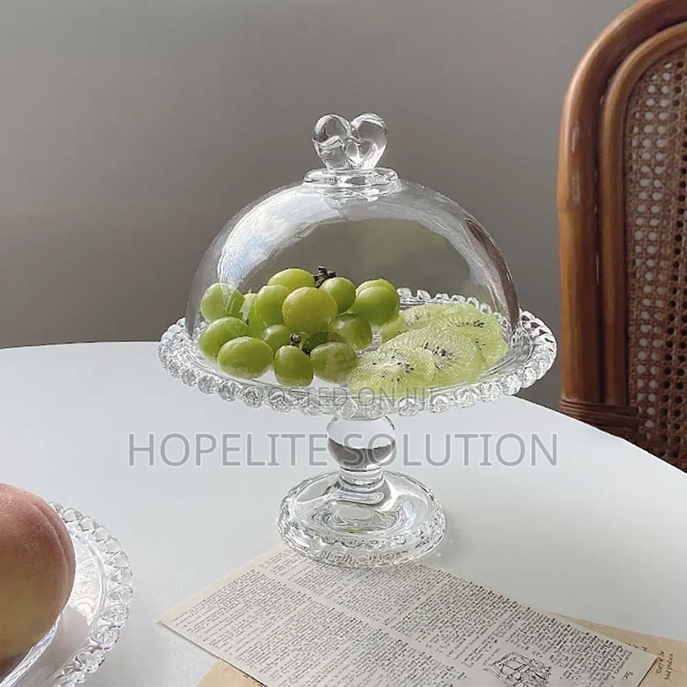 Glass Base Acrylic Cover Household Fruit or Snack Plate Food Cover