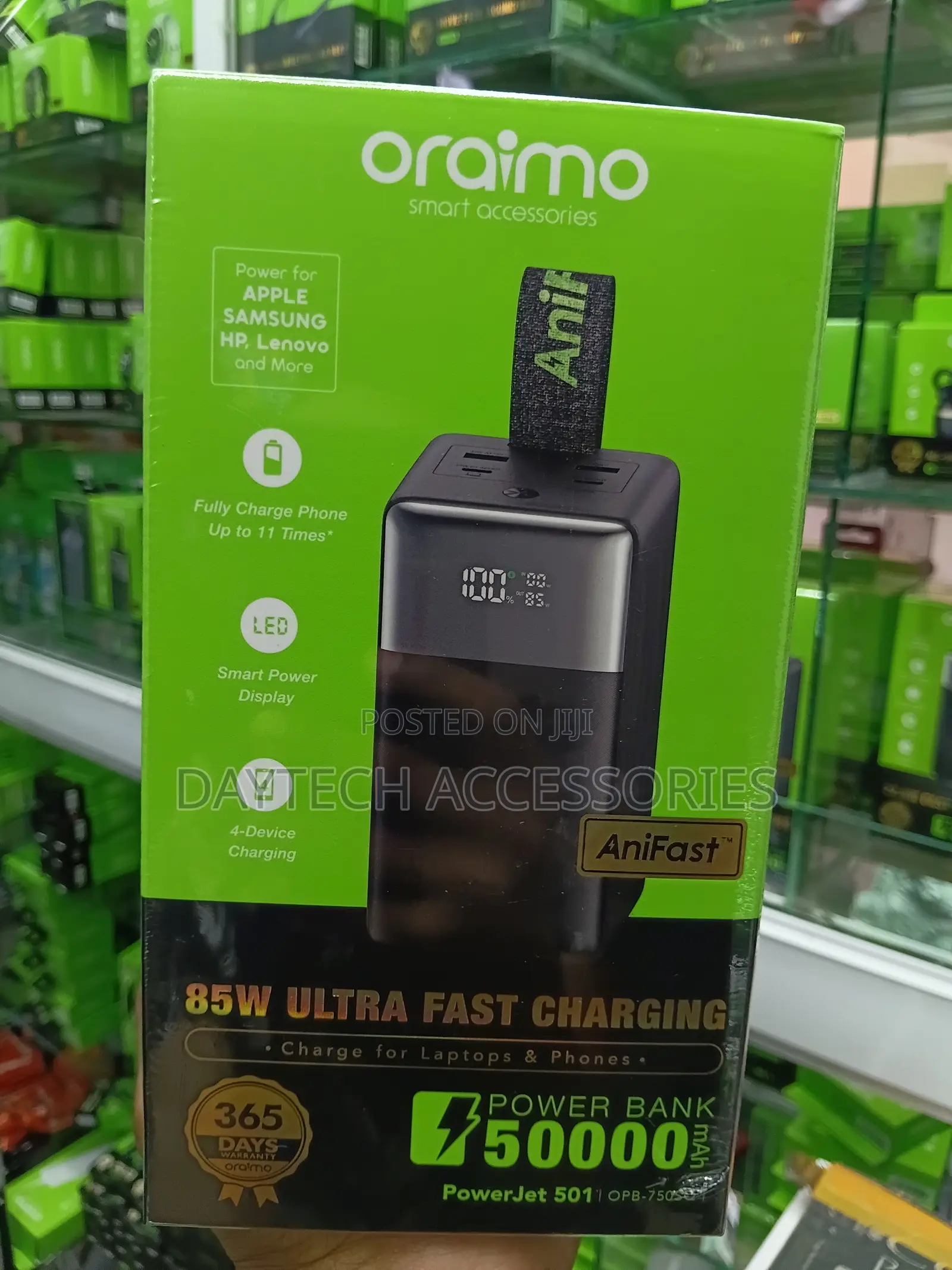 Oraimo PowerJet 501 85W 50,000mAh Power Bank for Phones and Laptops.