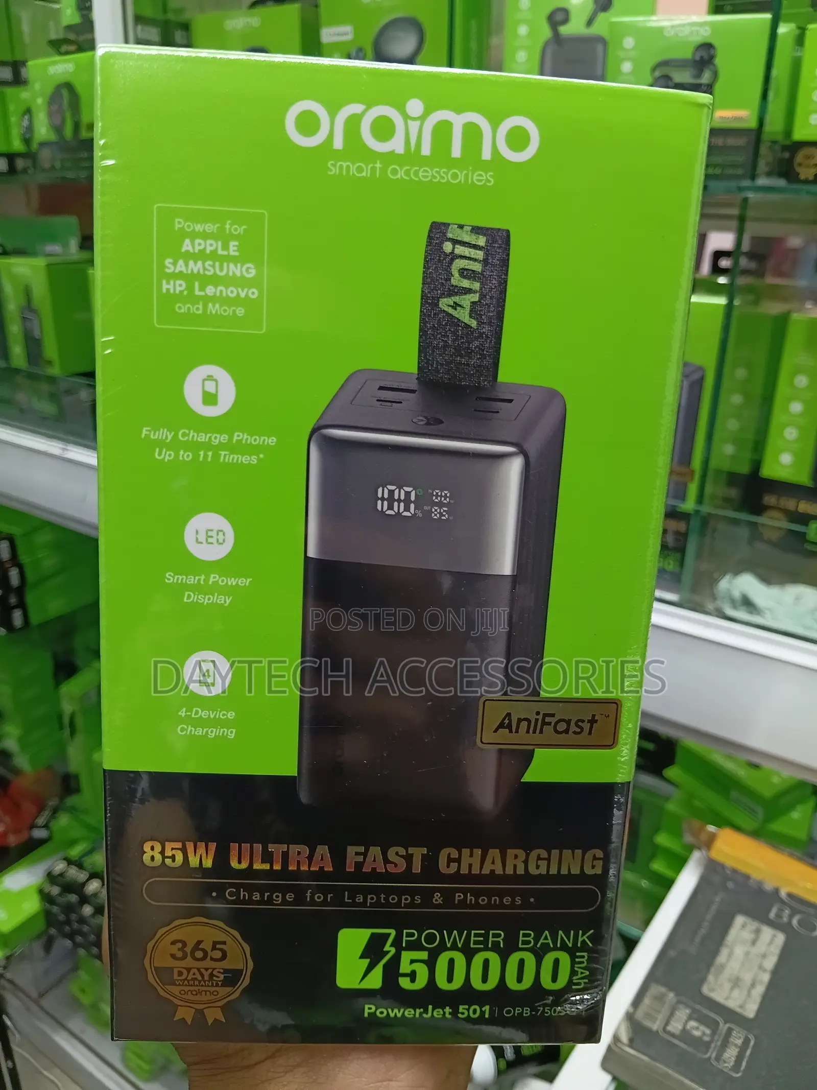 Oraimo PowerJet 501 85W 50,000mAh Power Bank for Phones and Laptops.
