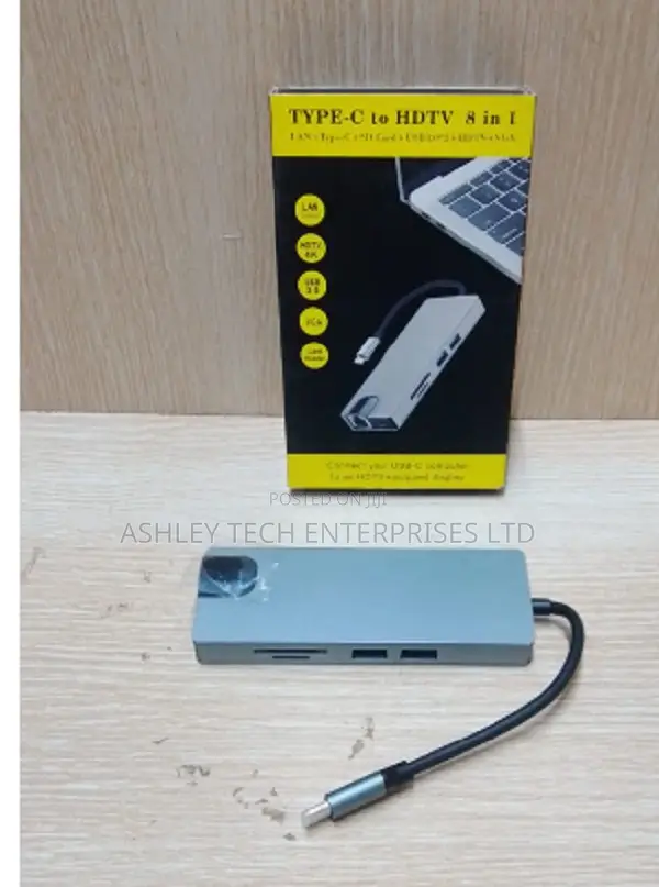 High-Speed Type-C 8-in-1 Hub for Laptops, Phones Tablets