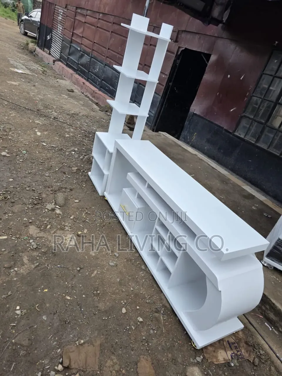 White TV Stand With Shelf Combo | Modern Design