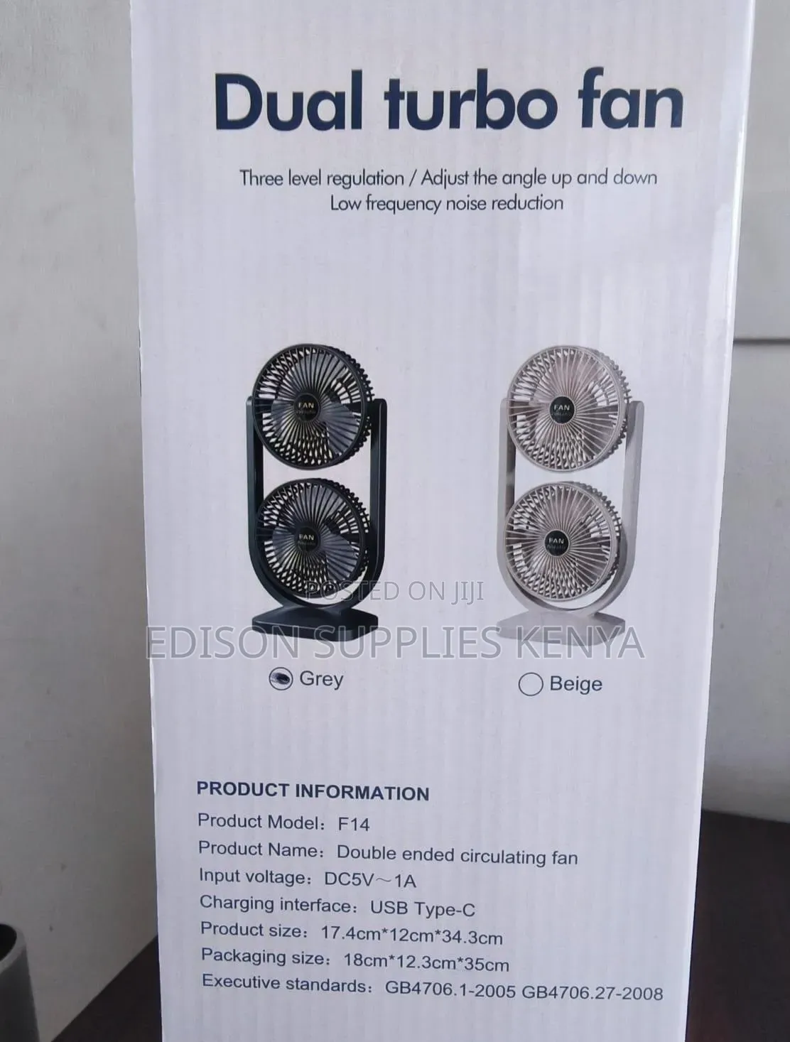 Desk Fan Dual Head Rechargeable Turbo USB Table Fan 360 Degree Rotates
