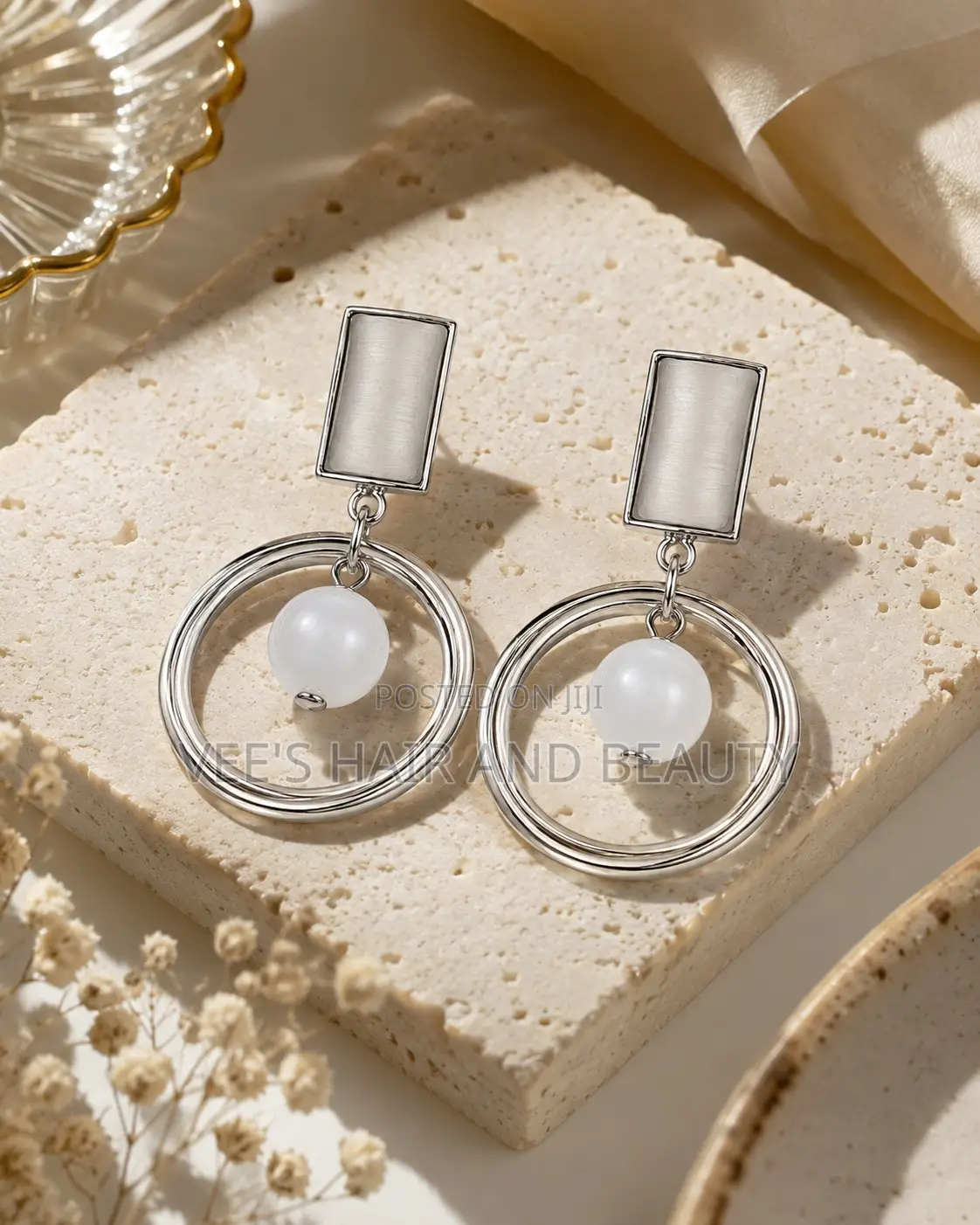 Pretty Silver Pearl Earrings | Statement Earrings | Women's Jewelry