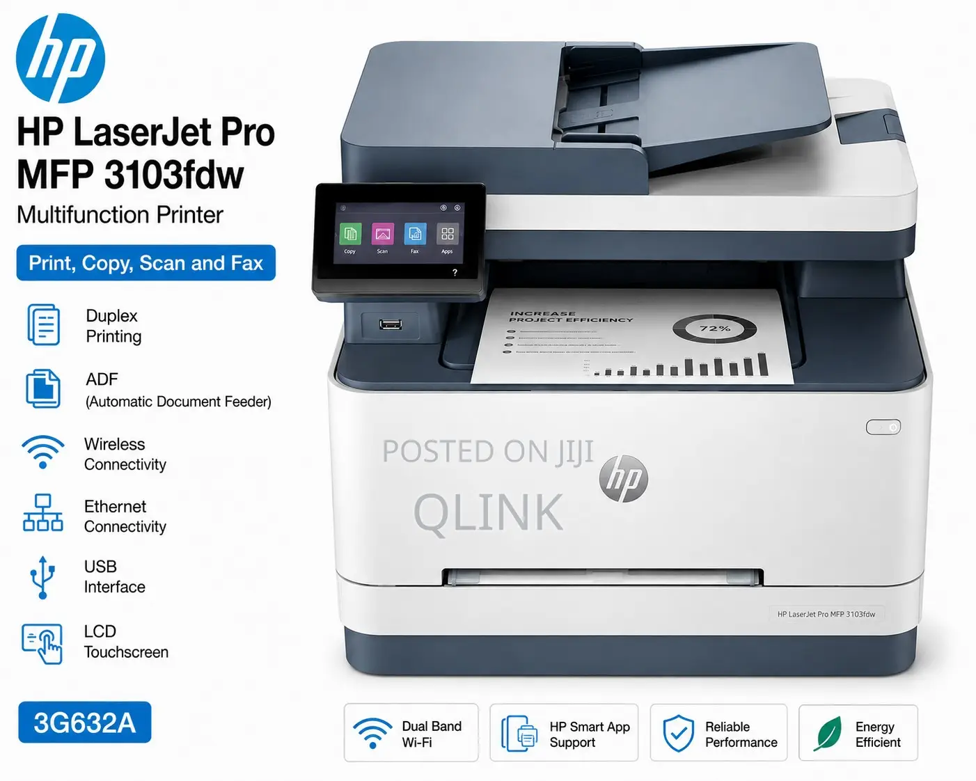 HP LaserJet Pro MFP 3103fdw Printer, Print, Copy, Scan