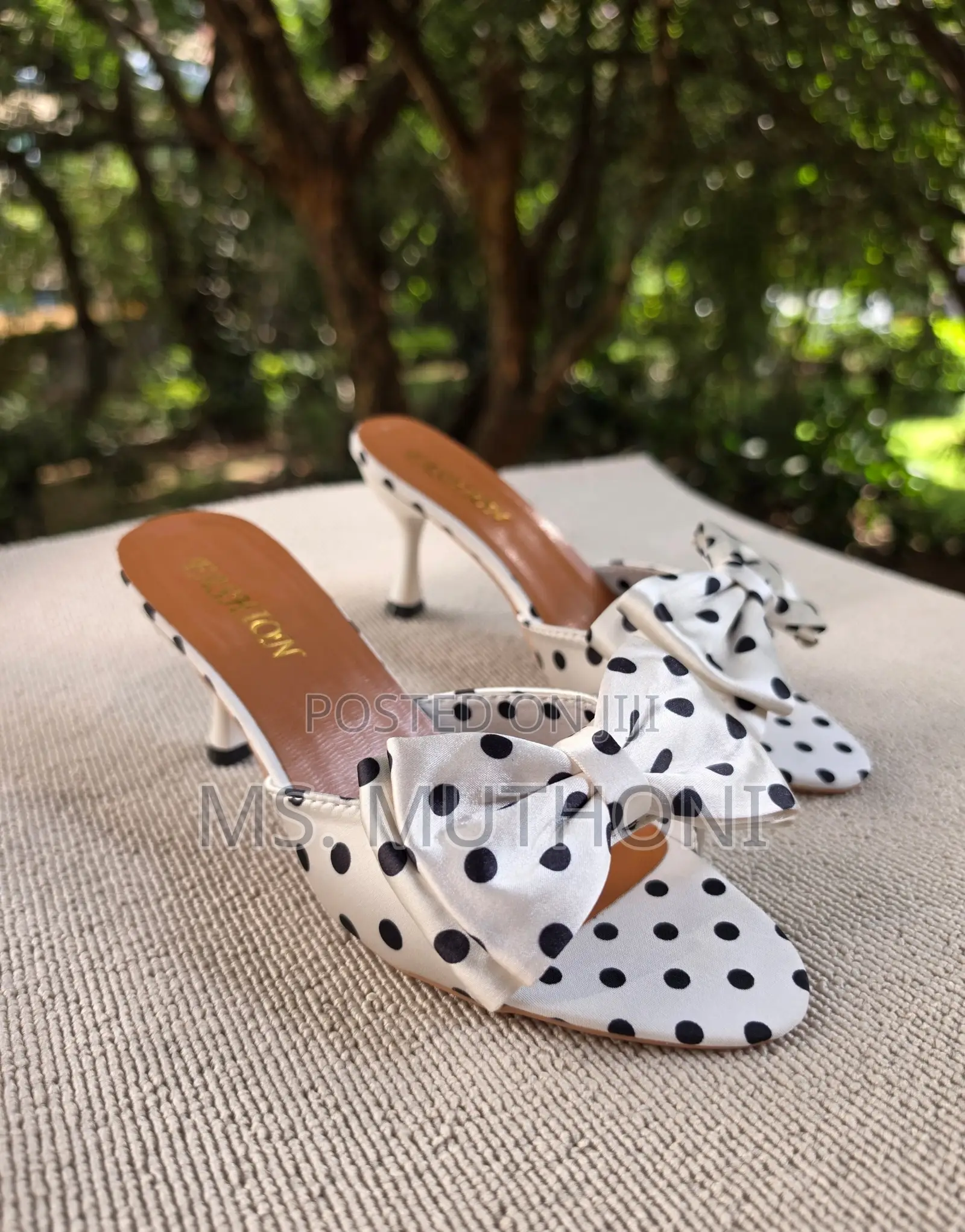 Chic White and Black Polka Dot Slip-on Stiletto Heels Size:37-42